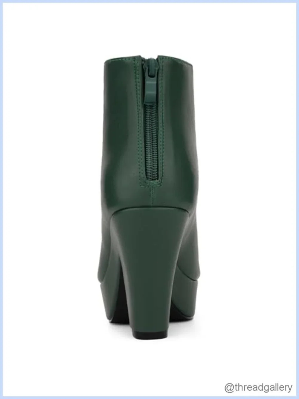 Faux Leather Peep Toe Ankle Boots Chunky Heel Back Zip Platform Booties